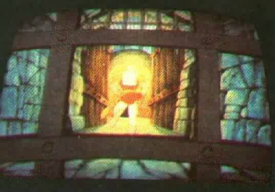 The second scene of the game. Dirk runs into the castle as one portcullis after another falls behind him.